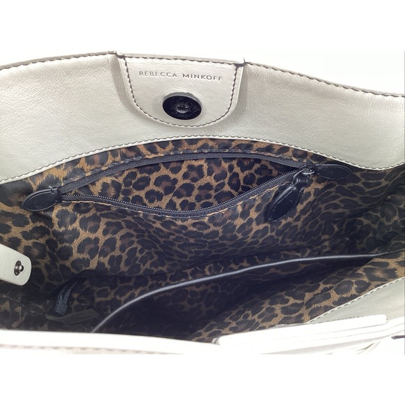 RARE Rebecca Minkoff White Leather Biker Bucket Bag With Double Zippers & Studs - Picture 8 of 9